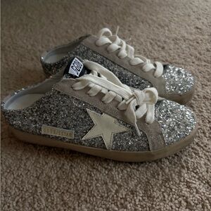 Golden Goose BALLSTAR Silver Glitter Sneakers